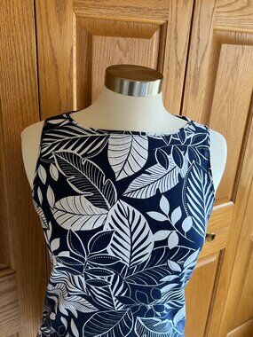 TALBOTS -- Pima Bateau Neck Tank - Bicolor Leaves -- NEW with Tag